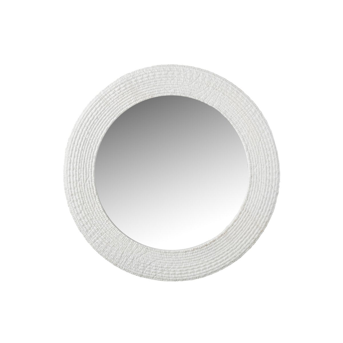 J-Line Spiegel Rond Ribbels Polyresine Wit