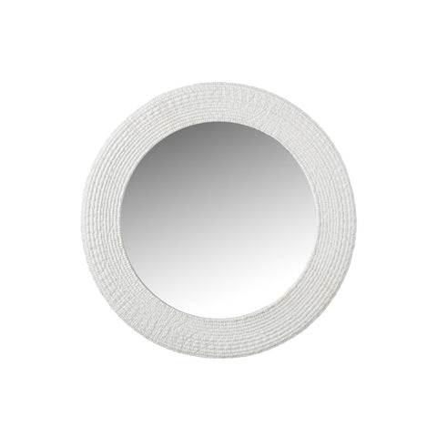 J-Line Spiegel Rond Ribbels Polyresine Wit