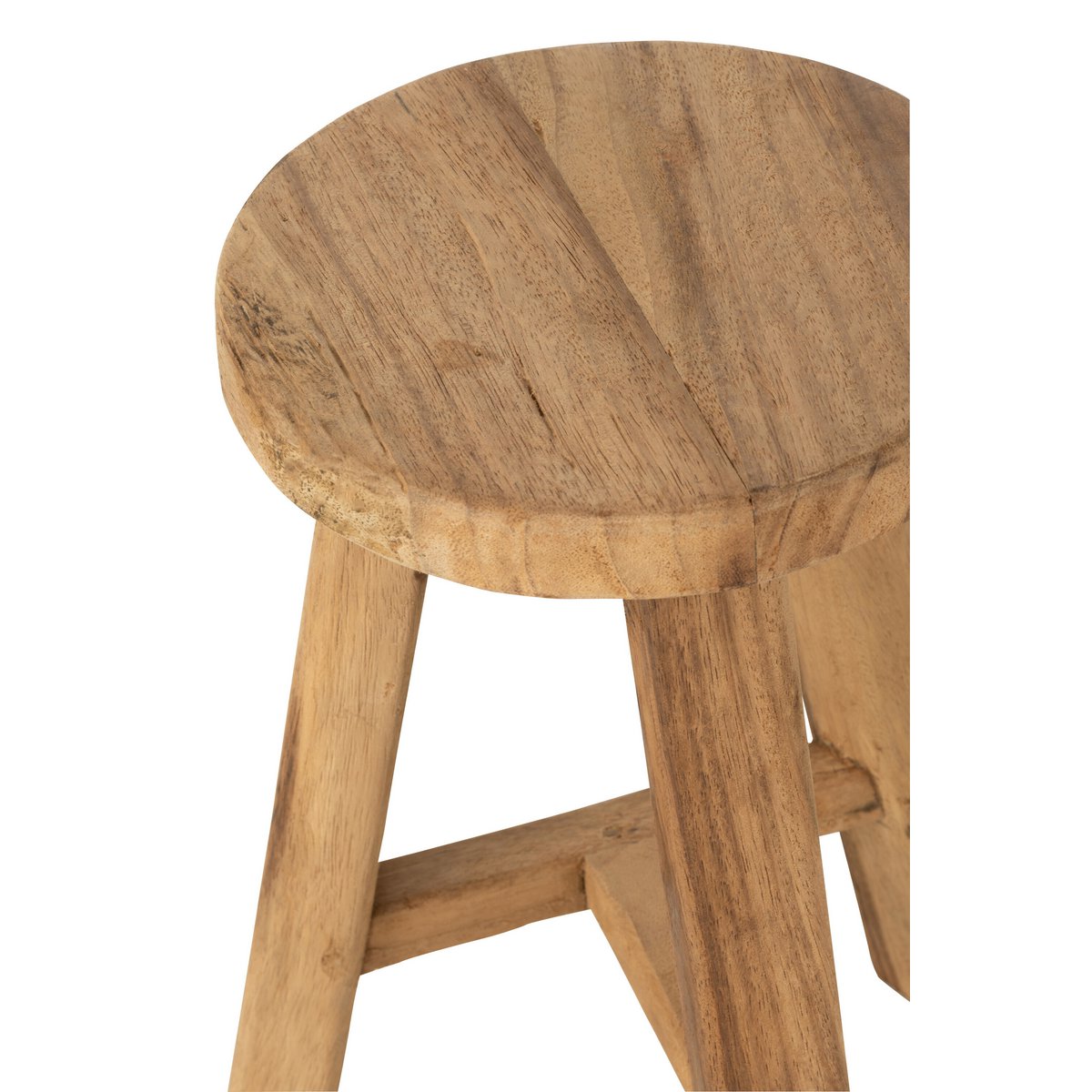 J-Line kruk Rond Gerecycleerd - hout - naturel