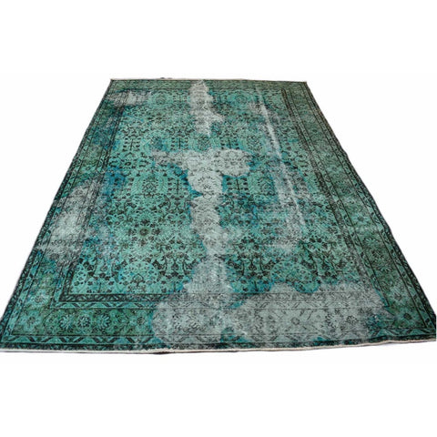 Turquoise vintage vloerkleed - 302x200 cm - HANDGEMAAKT