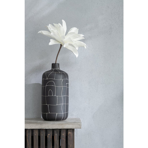 J-Line vaas Fles Japan - keramiek - zwart - small