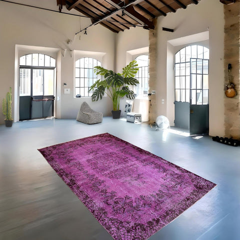 Paars vintage vloerkleed - 326x192 cm - HANDGEMAAKT