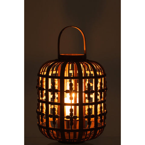 J-Line lantaarn Kralen - hout - naturel
