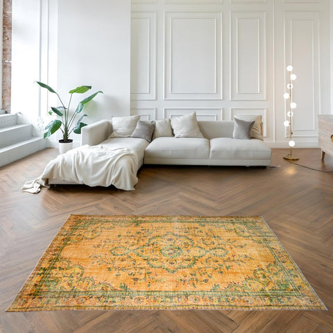 Geel vintage vloerkleed - 267x170 cm - HANDGEMAAKT
