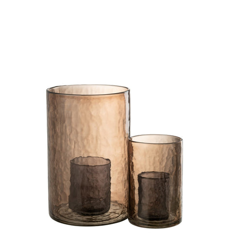 J-Line Windlicht Dubbel Glas Oker Large