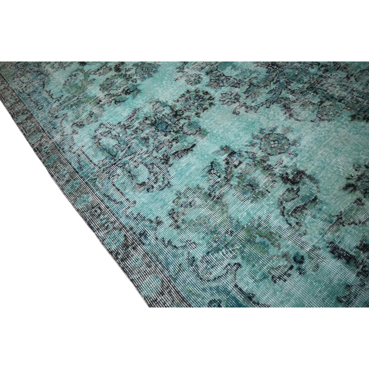 Turquoise vintage vloerkleed - 290x200 cm - HANDGEMAAKT
