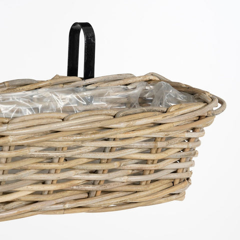Marcia Balkon Plantenbak - Set van 3 - L60 x B19 x H15 cm - Rotan - Grijs