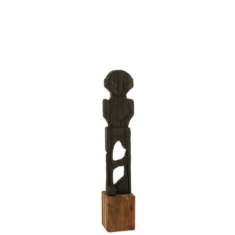 J-Line Statue Mara Gerecycleerd Hout Zwart/Naturel