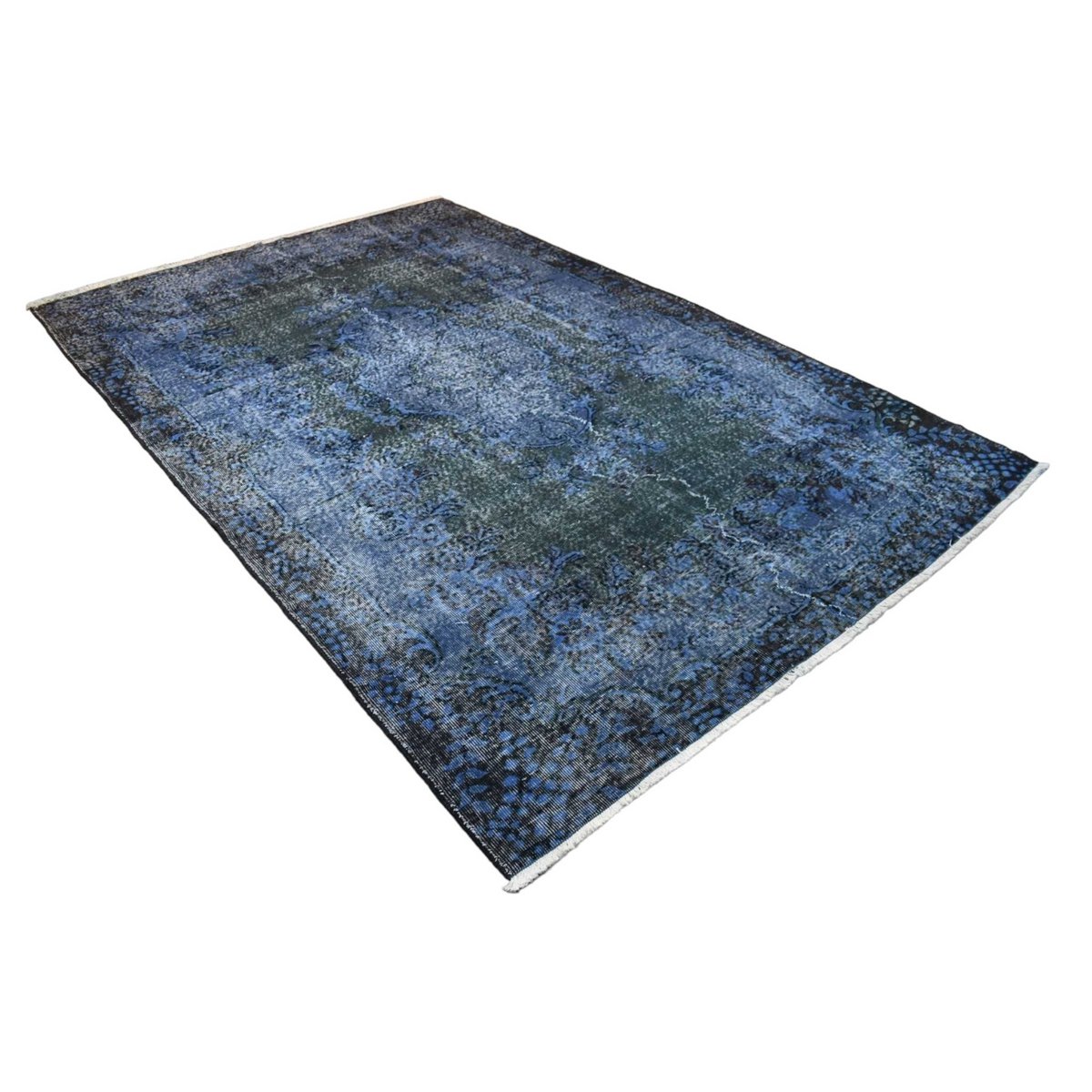 Blauw vintage vloerkleed - 300x196 cm - HANDGEMAAKT