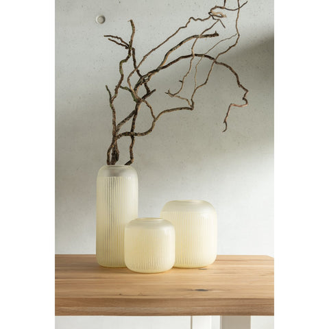 J-Line vaas Strepen - glas - lichtgeel - medium