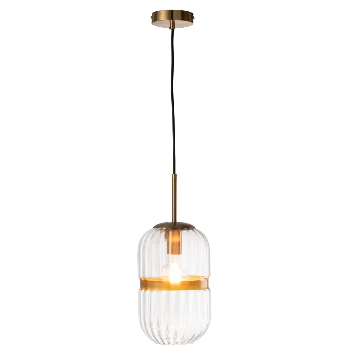 J-Line Hanglamp Tube Ijzer/Glas Transparant Goud