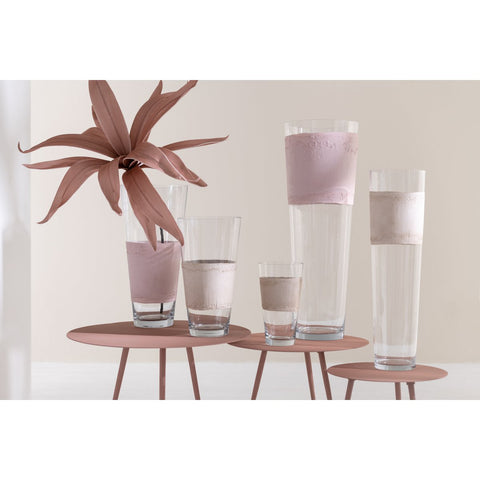 J-Line vaas Delph - glas - transparant/lichtroze - small