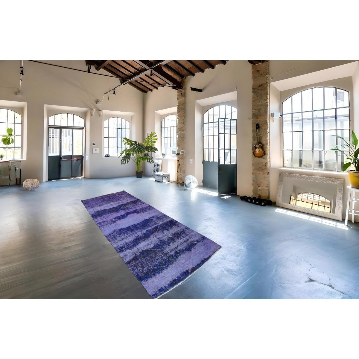Blauw vintage vloerkleed - 274x114 cm - HANDGEMAAKT