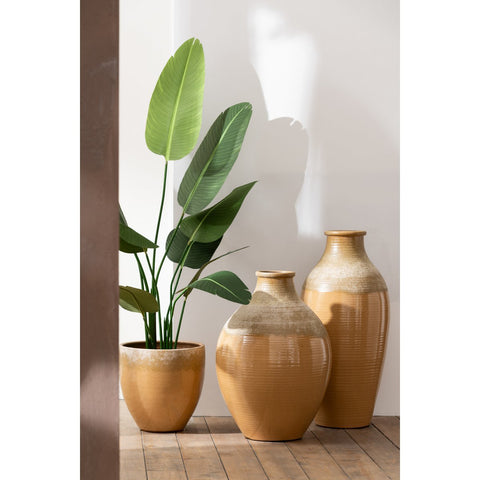 J-Line vaas Modern - keramiek - lichtbruin - medium - 65 cm hoog