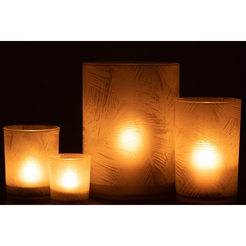 J-Line windlicht Bladeren - glas - beige - extra large