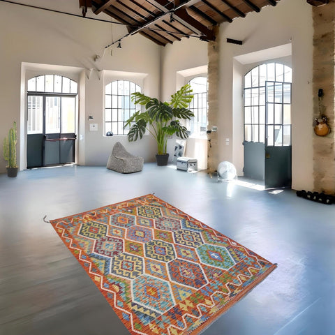 Kleurrijke kelim - 200x150 cm - HANDGEMAAKT