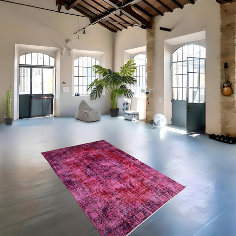 Roze vintage vloerkleed - 227x165 cm - HANDGEMAAKT
