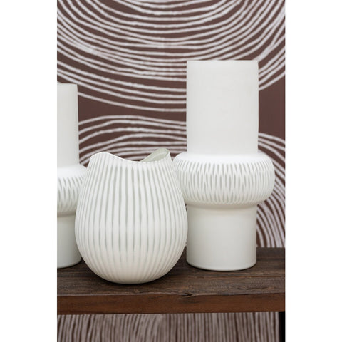 J-Line vaas Streep Bal - glas - wit - large