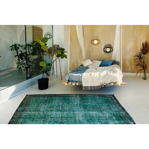 Groen vintage vloerkleed - 274x173 cm - HANDGEMAAKT