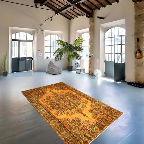 Geel vintage vloerkleed - 275x166 cm - HANDGEMAAKT