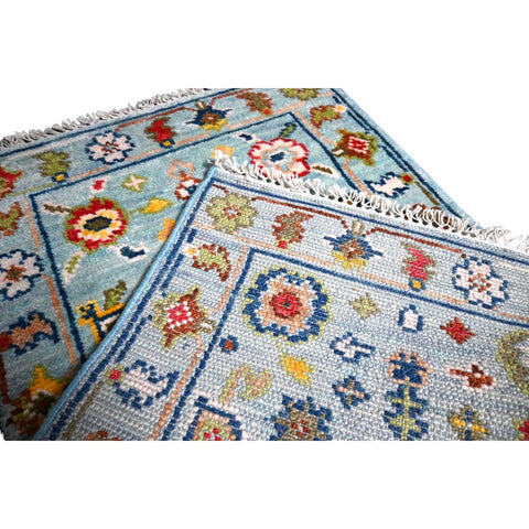 Blauw Azeri vloerkleed - 95x65 cm - HANDGEMAAKT