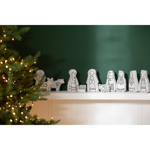 J-Line Kerststal 11Delig Dolomite Wit/Zwart Large