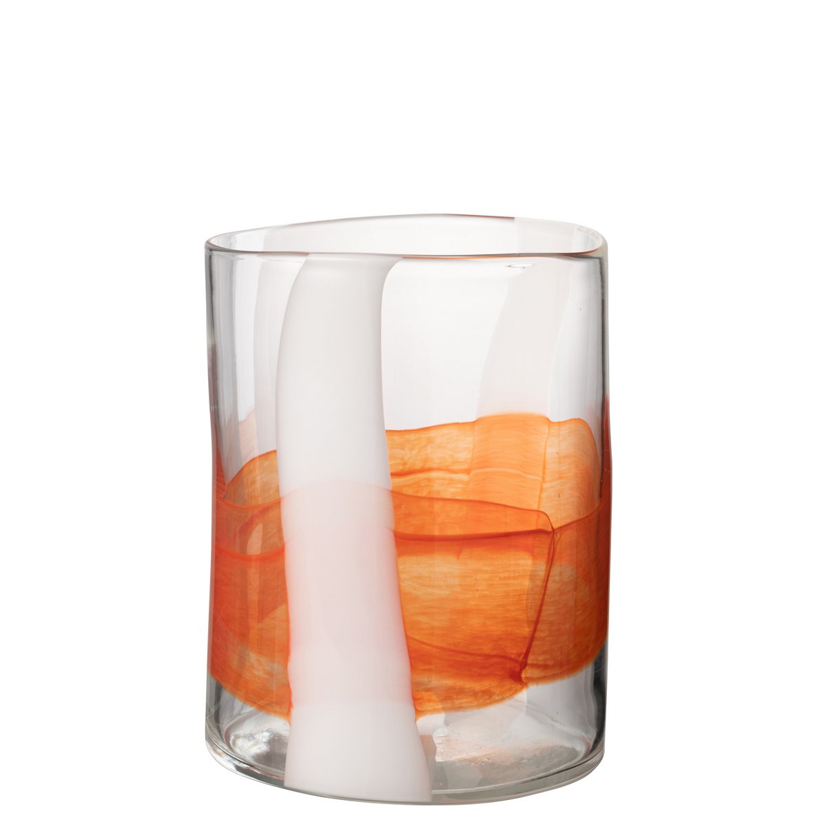 J-Line vaas Iggy - glas - wit/oranje - small