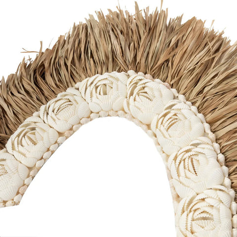 Het Raffia Schelp Hart - Natuurlijk Wit - L