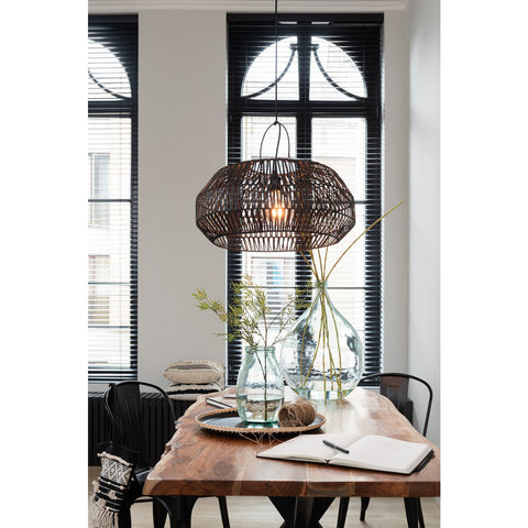 J-Line lampkap - rotan - zwart - medium