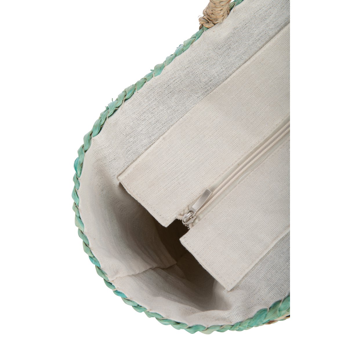 J-Line Strandtas Korte Handvatten Horizontale Streep Jute Naturel/Blauw