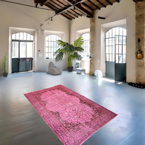 Roze vintage vloerkleed - 265x166 cm - HANDGEMAAKT
