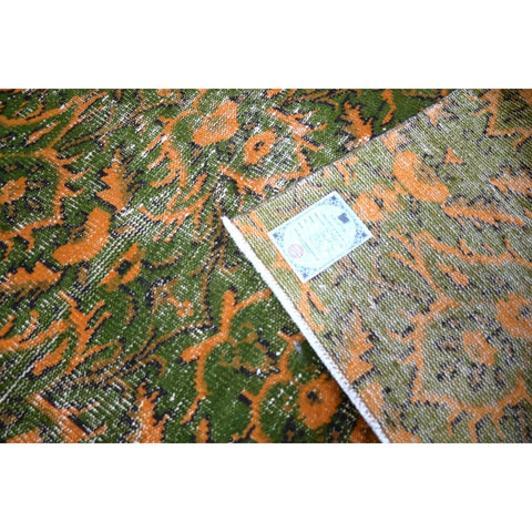 Oranje groen vintage vloerkleed - 192x111 cm - HANDGEMAAKT