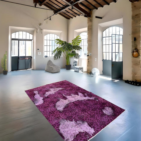 Paars vintage vloerkleed - 258x163 cm - HANDGEMAAKT