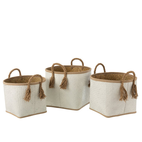 J-Line Man Palmblad - jute - naturel/wit