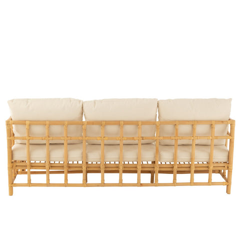 J-Line sofa Elise + kussen 3 Personen - rotan/textiel - naturel/wit