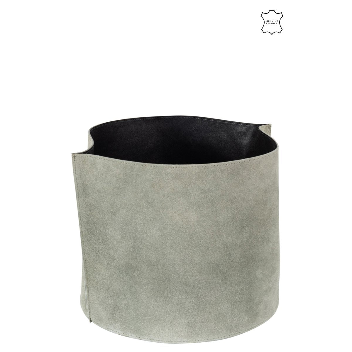 J-Line opbergmand Rond Laag - leder/textiel - groen