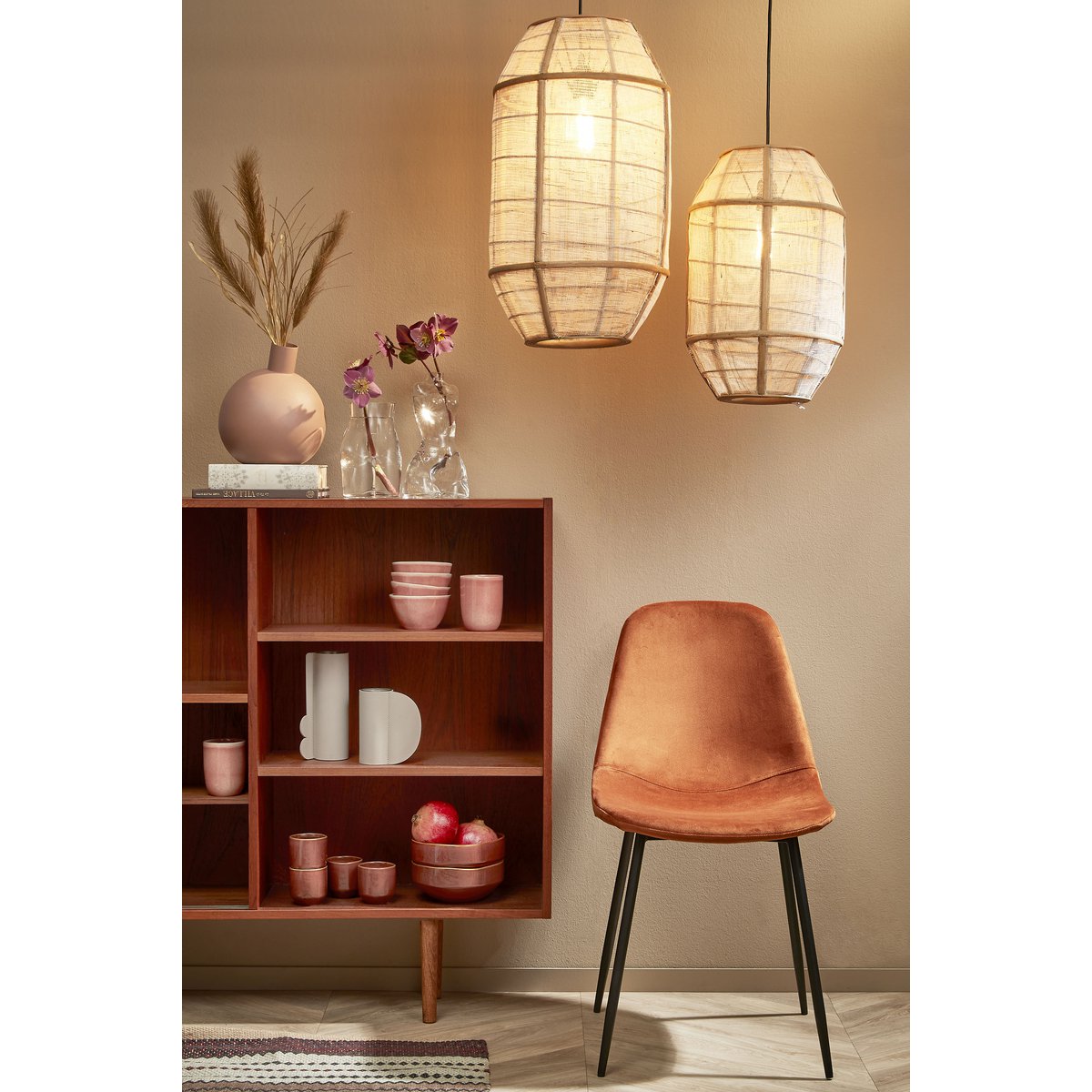 Pella Hanglamp - H46 x Ø29 cm - Linnen - Beige