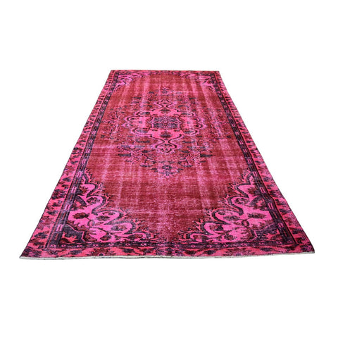 Roze vintage vloerkleed - 277x163 cm - HANDGEMAAKT