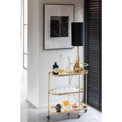 J-Line Lamp Druppel Ijzer/Fluweel Goud/Zwart Small