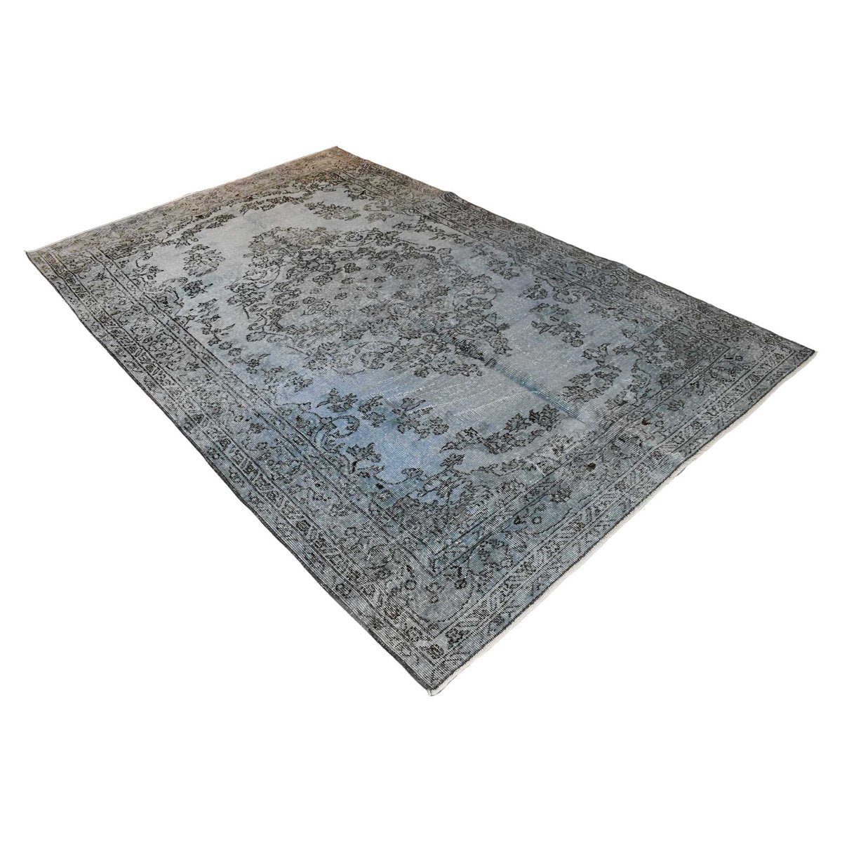 Blauw vintage vloerkleed - 265x170 cm - HANDGEMAAKT