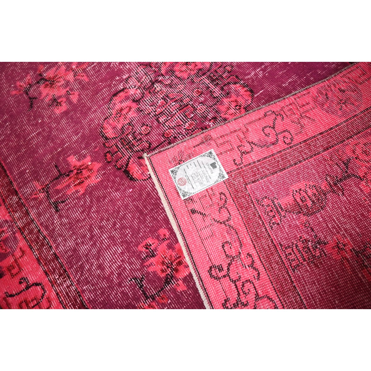 Roze vintage vloerkleed - 200x115 cm - HANDGEMAAKT