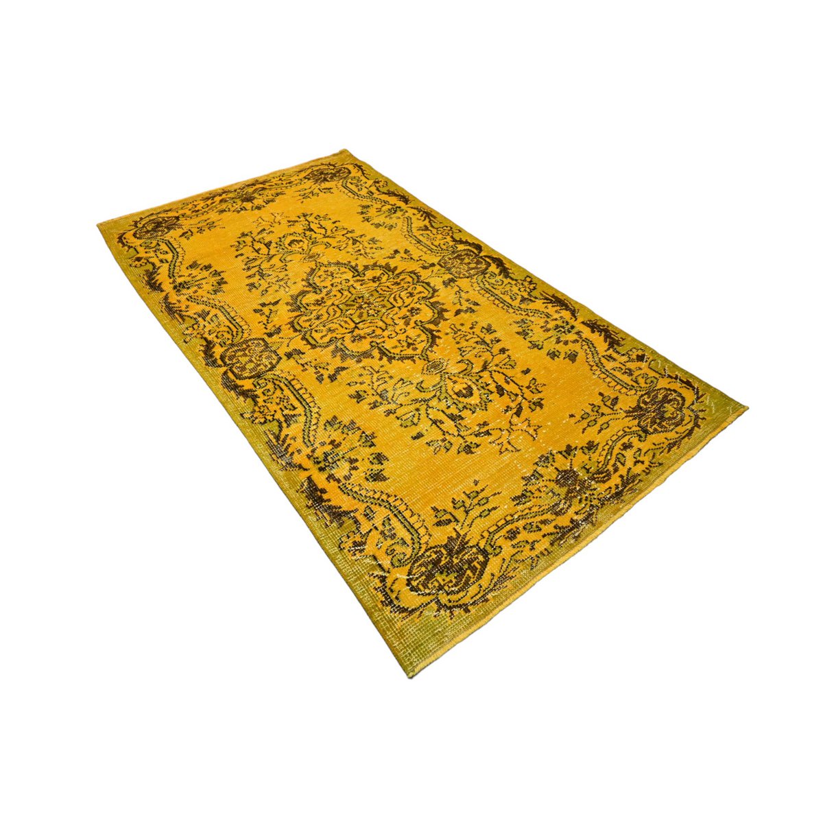 Geel vintage vloerkleed - 215x118 cm - HANDGEMAAKT