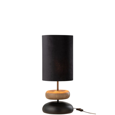 J-Line Lampe Jade Ijzer/Dennenhout Zwart/Naturel