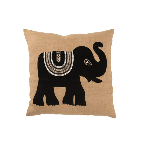 J-Line kussen Olifant - textiel - naturel/zwart - large