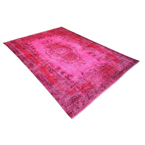 Roze vintage vloerkleed - 286x196 cm - HANDGEMAAKT