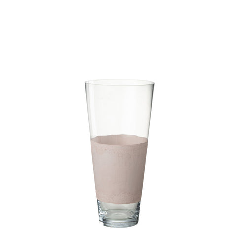 J-Line vaas Delph - glas - transparant/lichtroze - small