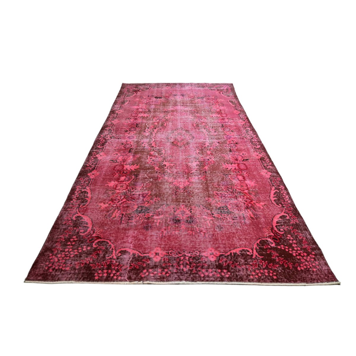 Roze vintage vloerkleed - 270x162 cm - HANDGEMAAKT