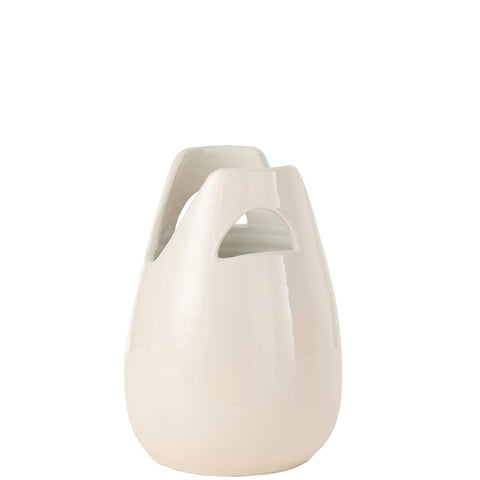 J-Line vaas Handvat - keramiek - wit - small