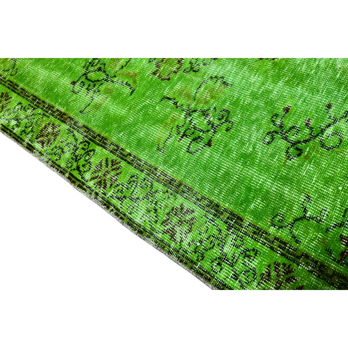 Groen vintage vloerkleed - 205x120 cm - HANDGEMAAKT