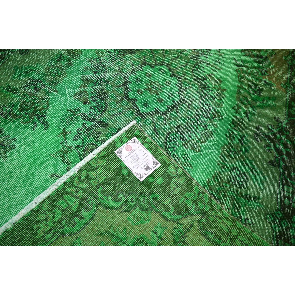 Groen vintage vloerkleed - 202x108 cm - HANDGEMAAKT